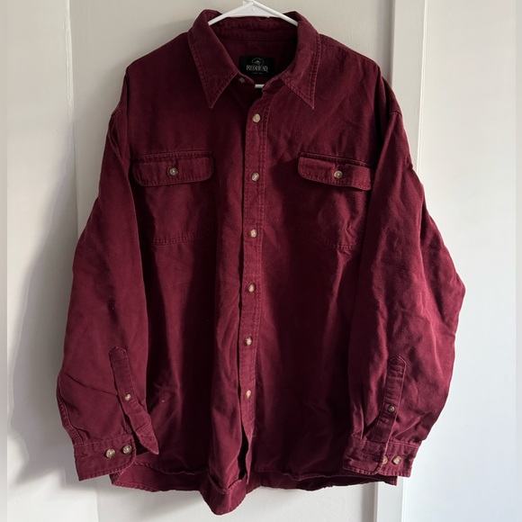 RedHead Other - ⭐️3for10⭐️ Redhead Button Down Cotton Shirt Men’s XL Dark Red Maroon Long Sleeve